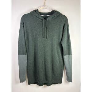 Athleta 100% Merino Wool Nopa Hooded Sweater Thumb Holes Forrest Green Small